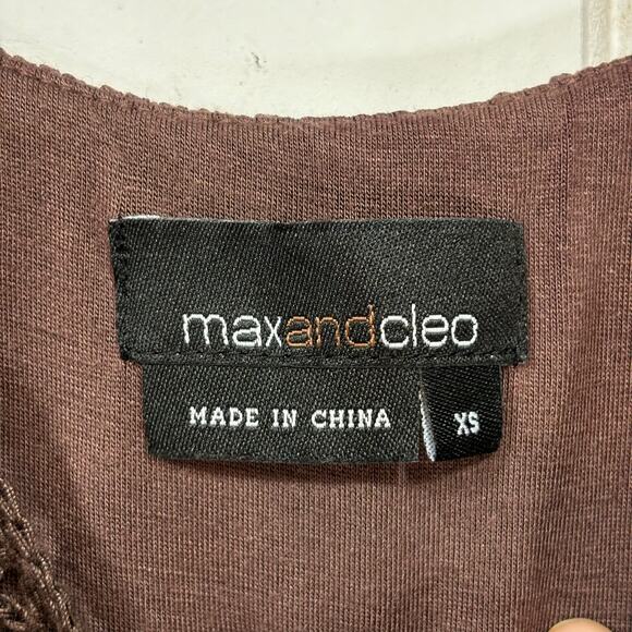 Max and Cleo Boho Hippie Floral Casual Brown Sleeveless Embroidered Top XS - Picture 8 of 9